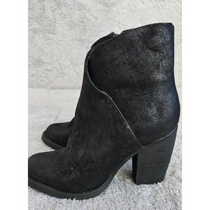 Sbicca Vintage Collection Black Wrap Faux Suede Ankle Boots 3.5"‎ Booties Sz 7.5